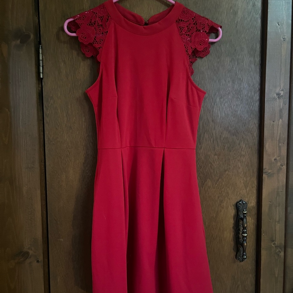 Speechless Red Lace Cap Sleeve Mini Dress